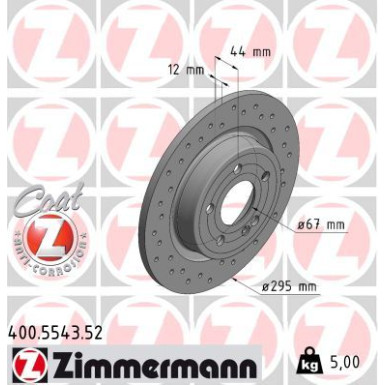 ZIMMERMANN Bremsscheibe 400.5543.52 ZIMMERMANN Bremsscheibe 400.5543.52
