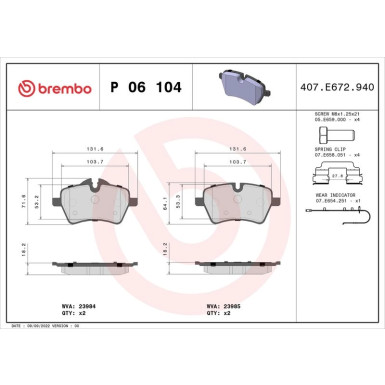 BREMBO Bremsklötze VA P 06 104 BREMBO Bremsklötze VA P 06 104
