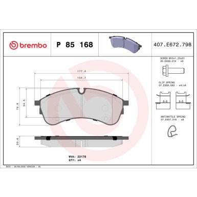 BREMBO Bremsklötze VA VW Crafter 16 PRIME LINE P 85 168 BREMBO Bremsklötze VA VW Crafter 16 PRIME LINE P 85 168