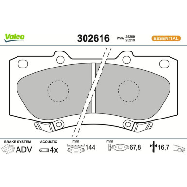VALEO Bremsbeläge 302616 VALEO Bremsbeläge 302616