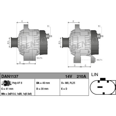 DENSO Generator DAN1137 DENSO Generator DAN1137