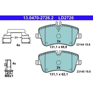 Bremsbelagsatz Db P. W203/S203/Cl203/C209 1,6-2,2 00-09 Keramik 13.0470-2726.2 Bremsbelagsatz Db P. W203/S203/Cl203/C209 1,6-2,2 00-09 Keramik 13.0470-2726.2