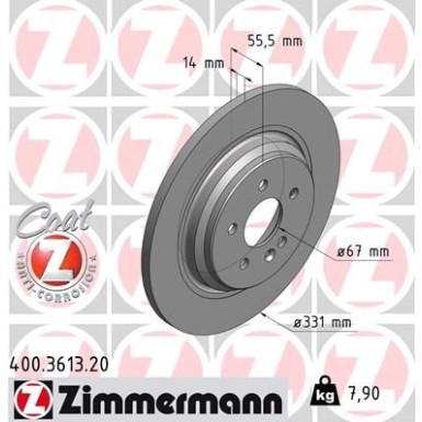 ZIMMERMANN Bremsscheibe 400.3613.20 ZIMMERMANN Bremsscheibe 400.3613.20