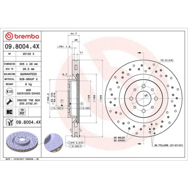 Bremsscheibe VA Xtra 09.8004.4X Bremsscheibe VA Xtra 09.8004.4X