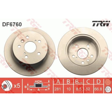 82 482 164 Bremsscheibe HA DF6760 82 482 164 Bremsscheibe HA DF6760