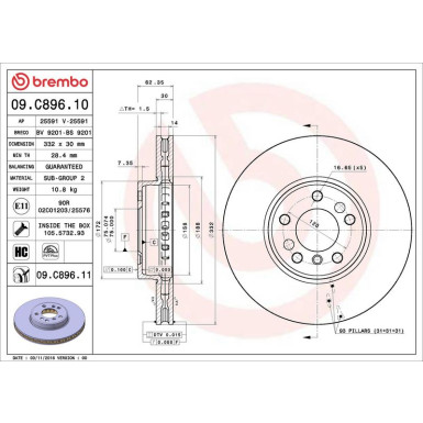 11 481 050 Bremsscheibe VA 09.C896.11 11 481 050 Bremsscheibe VA 09.C896.11