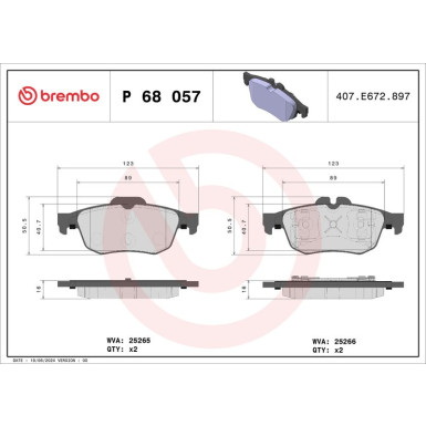 BREMBO Bremsklötze HA RENAULT Latitude 11 PRIME LINE P 68 057