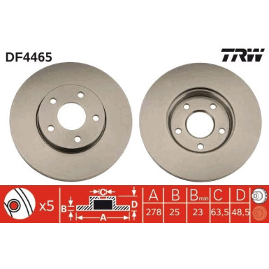 51 481 049 Bremsscheibe VA DF4465 51 481 049 Bremsscheibe VA DF4465