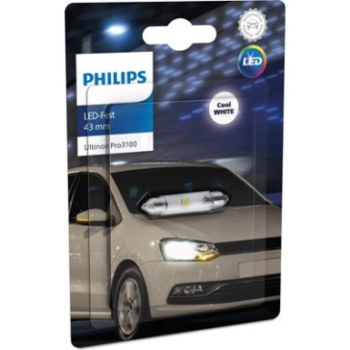 LED Festoon 43mm 12V 0,6W SV8.5 Ultinon Pro 3100 1 Stück Philips Ultinon Pro3100 LED-SI 11866CU31B1