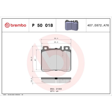 BREMBO Bremsklötze VA P 50 018 BREMBO Bremsklötze VA P 50 018