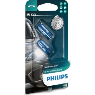 W5W 12V 5W W2,1x9,5d X-tremeVision Pro150 2 Stück Blister Philips 2-STK Doppelpackung 12961XVPB2