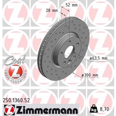 51 481 055 Sport Bremsscheibe VA Sport FORD Galaxy,Mondeo,S-Max,VOLVO 06 SPORT Z 250.1360.52 51 481 055 Sport Bremsscheibe VA Sport FORD Galaxy,Mondeo,S-Max,VOLVO 06 SPORT Z 250.1360.52