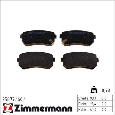 ZIMMERMANN Bremsbeläge 25677.160.1 ZIMMERMANN Bremsbeläge 25677.160.1