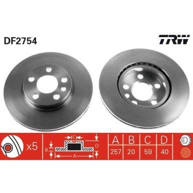 Bremsscheibe Fiat P. Scudo 1.6/1.9-2.0 Jtd 96-06 DF2754 Bremsscheibe Fiat P. Scudo 1.6/1.9-2.0 Jtd 96-06 DF2754