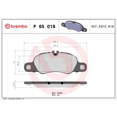 BREMBO Bremsklötze VA P 65 018 BREMBO Bremsklötze VA P 65 018