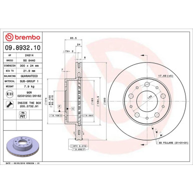70 481 023 Bremsscheibe VA 09.8932.10 70 481 023 Bremsscheibe VA 09.8932.10