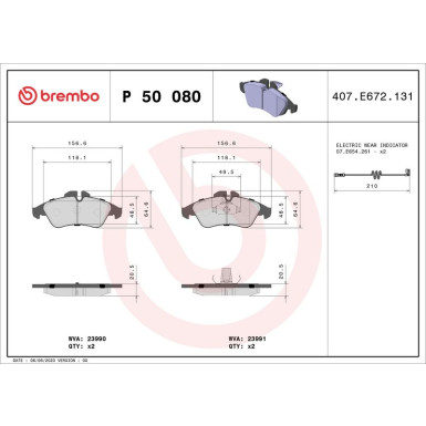 BREMBO Bremsklötze VA P 50 080 BREMBO Bremsklötze VA P 50 080