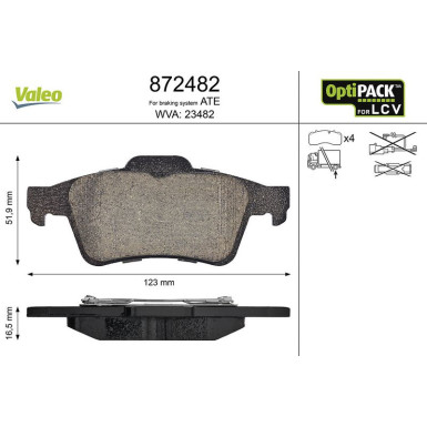 VALEO Bremsbeläge 872482 VALEO Bremsbeläge 872482