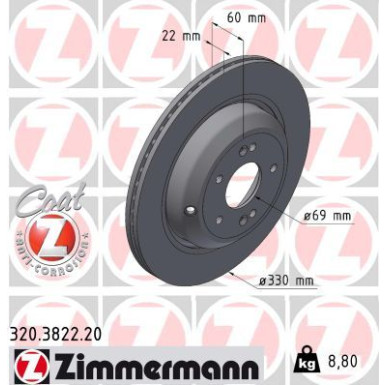 ZIMMERMANN Bremsscheibe 320.3822.20 ZIMMERMANN Bremsscheibe 320.3822.20