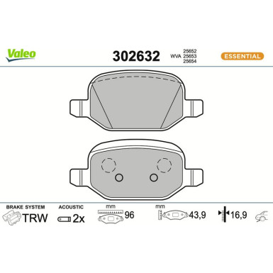 VALEO Bremsbeläge 302632 ESSENTIAL VALEO Bremsbeläge 302632 ESSENTIAL