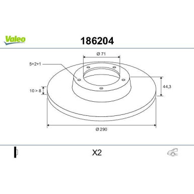VALEO Bremsscheibe 186204 VALEO Bremsscheibe 186204