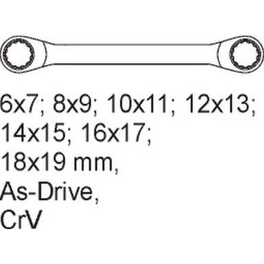 Doppelringschlüssel Gekr÷Pft 7-Tlg. 6-19mm In Schubladeneinl YT-5533