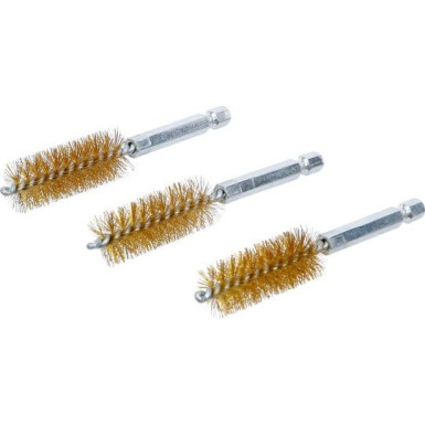BGS Messingbürste 17 mm Antrieb Außensechskant 6,3 mm (1/4 ) 3-tlg 3078-17-M