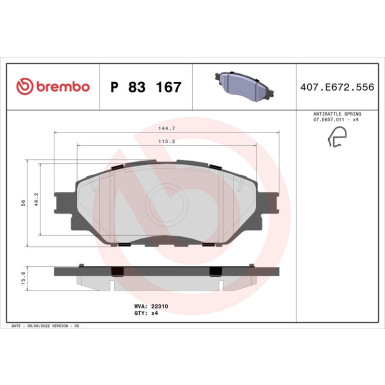 BREMBO Bremsklötze VA P 83 167 BREMBO Bremsklötze VA P 83 167