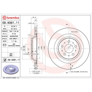 Bremsscheibe HA TESLA PRIME LINE - UV Coated 09.N361.11 Bremsscheibe HA TESLA PRIME LINE - UV Coated 09.N361.11