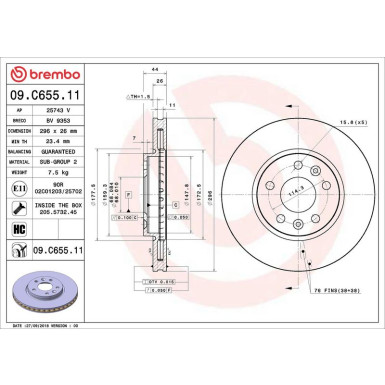 Bremsscheibe VA 09.C655.11 Bremsscheibe VA 09.C655.11