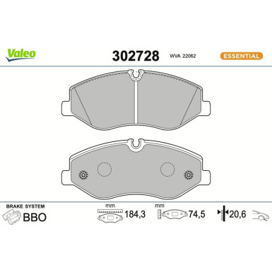 VALEO Bremsbeläge 302728 ESSENTIAL VALEO Bremsbeläge 302728 ESSENTIAL