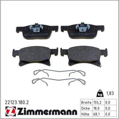 ZIMMERMANN Bremsbeläge 22123.180.2 ZIMMERMANN Bremsbeläge 22123.180.2