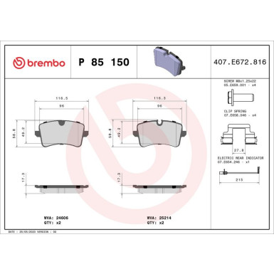 BREMBO Bremsklötze HA AUDI A6, A7 10 PRIME LINE P 85 150