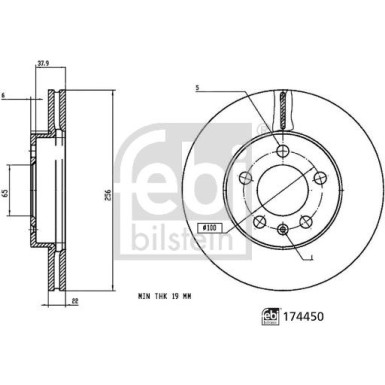 FEBI BILSTEIN Bremsscheibe 174450 FEBI BILSTEIN Bremsscheibe 174450
