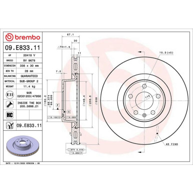 Bremsscheibe VA 09.E833.11 Bremsscheibe VA 09.E833.11