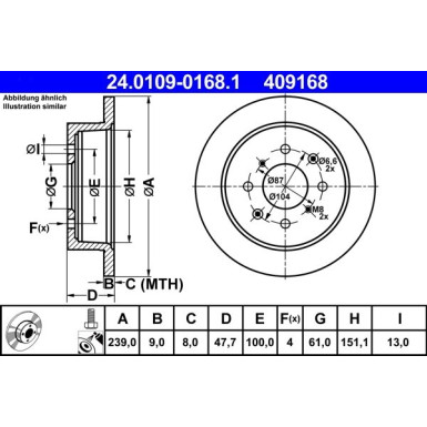 Bremsscheibe Honda T. City 1.4 08 24.0109-0168.1 Bremsscheibe Honda T. City 1.4 08 24.0109-0168.1
