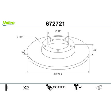 VALEO Bremsscheibe 672721 COATED