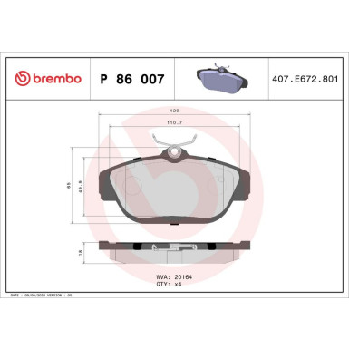 BREMBO Bremsklötze VA P 86 007 BREMBO Bremsklötze VA P 86 007