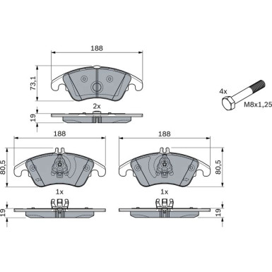 Bremsklötze MERCEDES C,E-Klasse 0 986 494 263