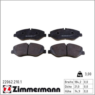 ZIMMERMANN Bremsbeläge 22062.210.1 ZIMMERMANN Bremsbeläge 22062.210.1