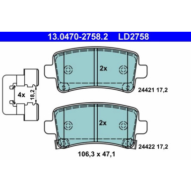 Bremsbelagsatz Opel T. Insignia 1.4-2.0 08- Keramik ATE Ceramic 13.0470-2758.2