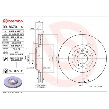 71 481 025 Bremsscheibe VA 09.8670.11