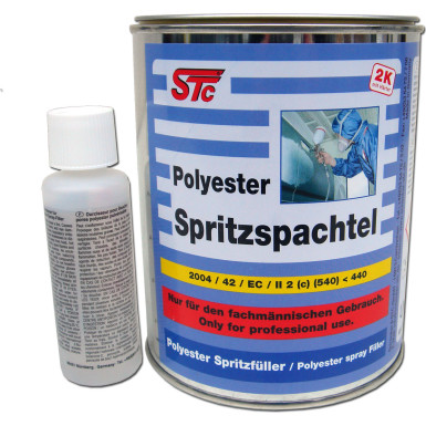 STC 2K Polyester Spritzspachtel grau inkl. Härter Spritzfüller 1,5kg | 7579 STC 2K Polyester Spritzspachtel grau inkl. Härter Spritzfüller 1,5kg | 7579
