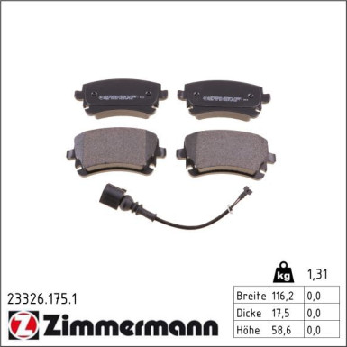 ZIMMERMANN Bremsbeläge 23326.175.1 ZIMMERMANN Bremsbeläge 23326.175.1