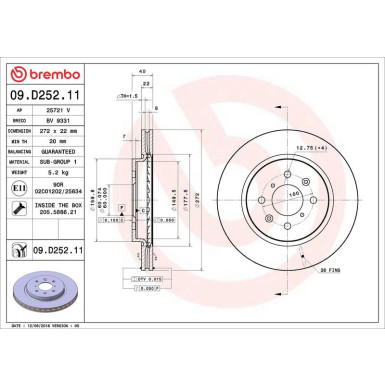 Bremsscheibe VA 09.D252.11 Bremsscheibe VA 09.D252.11