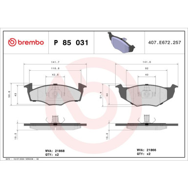 BREMBO Bremsklötze VA P 85 031 BREMBO Bremsklötze VA P 85 031