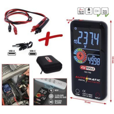 KS TOOLS Automatisches Digitalmultimeter inklusive Messleitungen 150.1765 KS TOOLS Automatisches Digitalmultimeter inklusive Messleitungen 150.1765