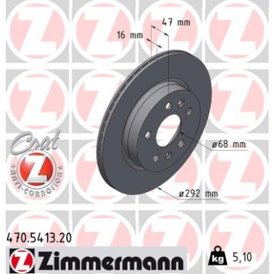 ZIMMERMANN Bremsscheibe 470.5413.20 Coat Z