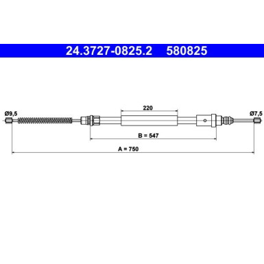 ATE Handbremsseil Seilzug Festellbremse 24.3727-0825.2 ATE Handbremsseil Seilzug Festellbremse 24.3727-0825.2