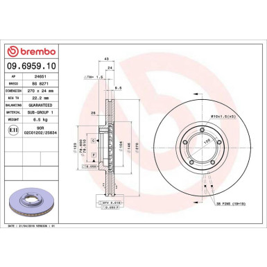51 481 041 Bremsscheibe VA 09.6959.10 51 481 041 Bremsscheibe VA 09.6959.10